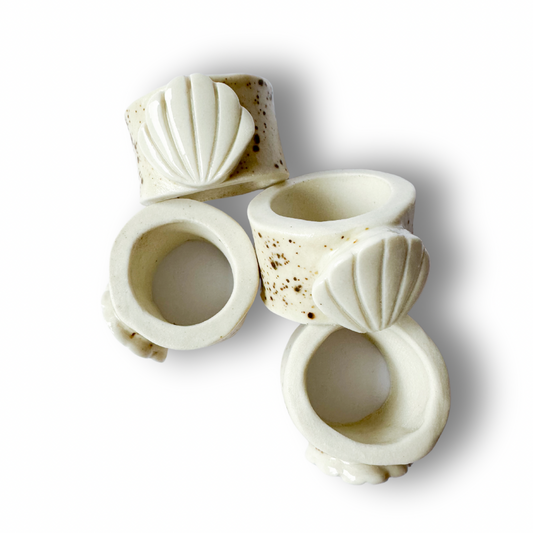 Brown Speckle Sea Shell Napkin Rings (set of 4)